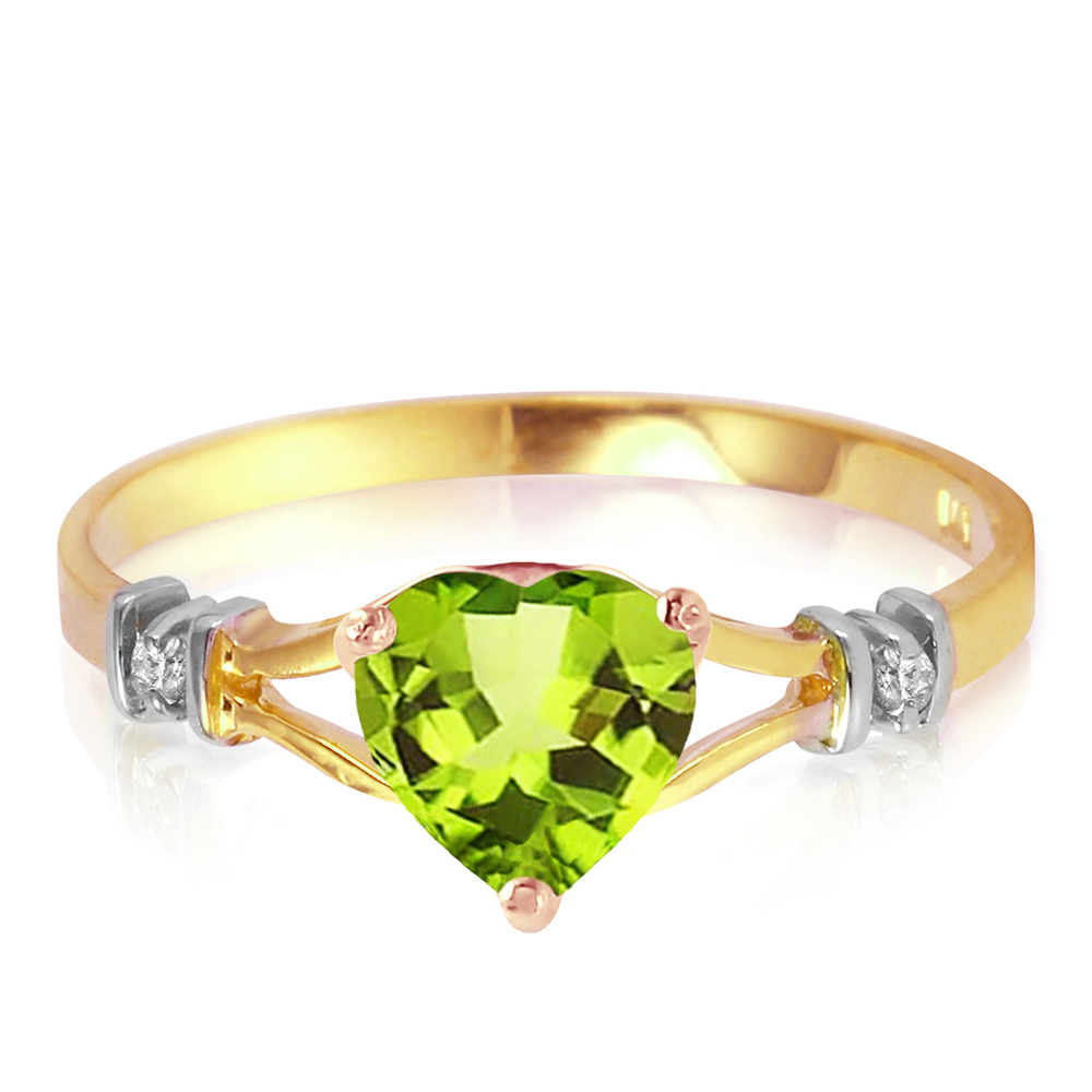 14K. SOLID GOLD RINGS WITH NATURAL DIAMONDS & PERIDOT (Yellow Gold)